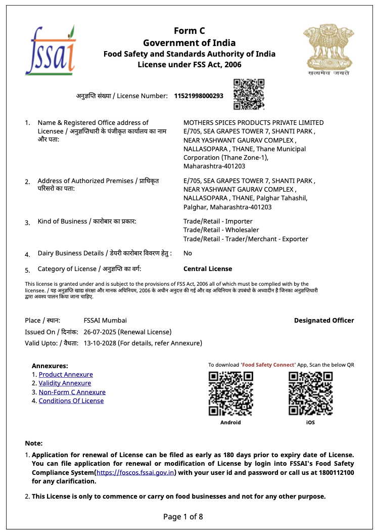 FSSAI Certificate Central